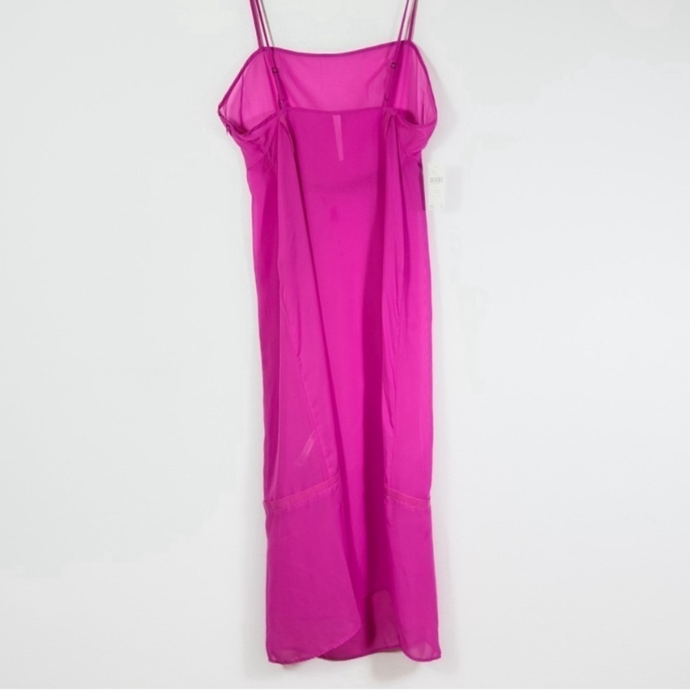 Anthropologie women’s Sheer Paneled Midi Pullover Dress NWT Neon Berry - Picture 6 of 8